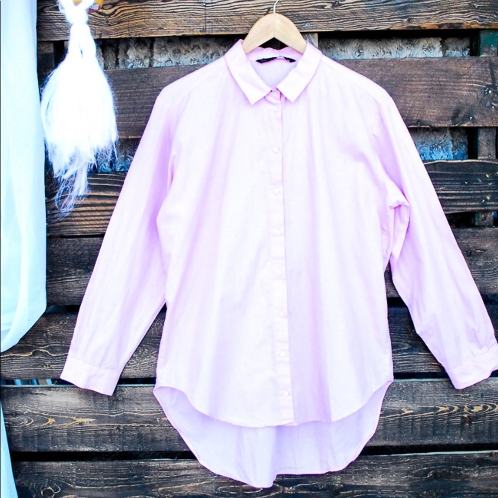 Zara Basic Collection Pink Button Down Size L (J6)